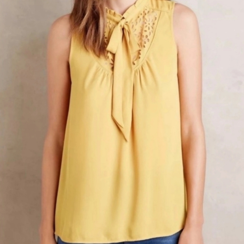 Maeve yellow cut out top with tie